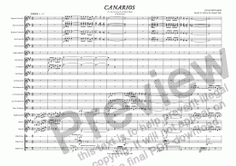 page one of Canarios (Brass Band Percussion section feature)