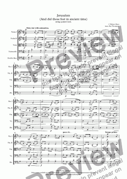 page one of Parry: Jerusalem (And did those feet in ancient time) - string quinte/orchestra