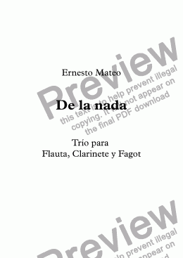 page one of De la nada (Woodwind trio)