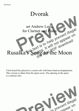 page one of Rusalka's Song to the Moon