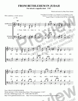 page one of From Bethlehem in Judah(Chistmas choral anthem, for SATB a cappella choir)