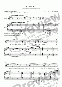 page one of Chanson  (Les Misérables)(Georges Marty / Victor Hugo)