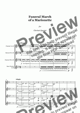 page one of Gounod - Funeral March of a Marionette - Clarinet Quartet