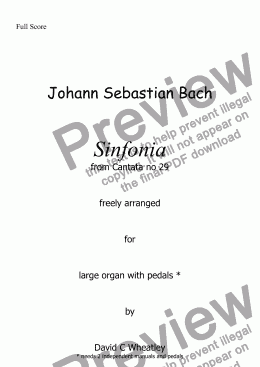 page one of Bach - Sinfonia from Cantata no 29 for large organ
