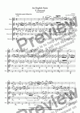 page one of ParrY: An English Suite V. Pastoral - wind quintet