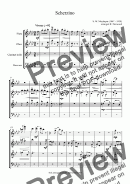 page one of Maykapar - Scherzino for Woodwind Quartet (Fl. Ob. BbCl. Bsn)