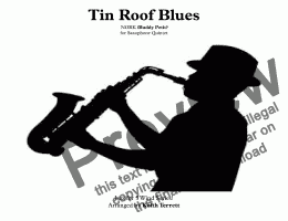 page one of Tin Roof Blues  (Rusty Nail Blues) for Saxophone Quintet ''Jazz for 5 Wind Series''