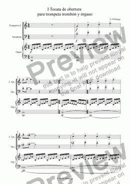 page one of I tocata de obertura para trompeta, trombón y órgano