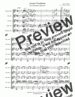 page one of Lassus Trombone (for Saxophone Quartet SATB or AATB)