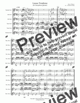 page one of Lassus Trombone (for Saxophone Quintet)