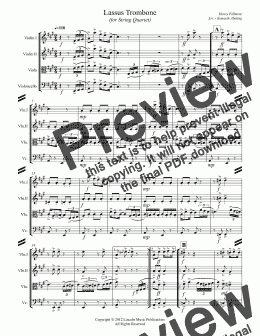 page one of Lassus Trombone (for String Quartet)