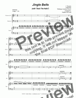 page one of Jingle Bells (with "Deck The Halls") (for Woodwind Quartet and Piano)