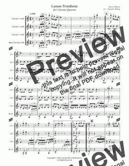 page one of Lassus Trombone (for Clarinet Quartet)