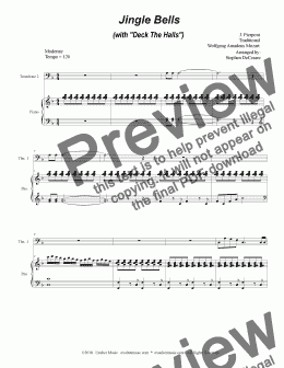 page one of Jingle Bells (with "Deck The Halls") (Trombone Duet)