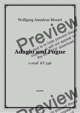 page one of W. A. Mozart - Adagio and Fugue c-moll KV 546 for Strings