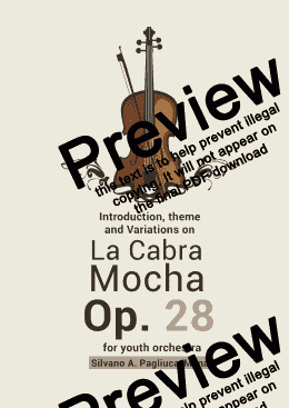 page one of "Introduction, Theme and Variations on La Cabra Mocha" for Youth Orchestra
