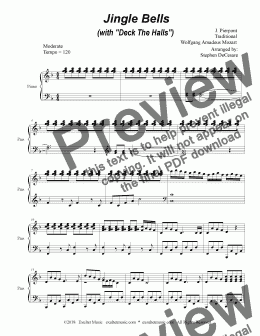page one of Jingle Bells (with "Deck The Halls") (Piano Solo)