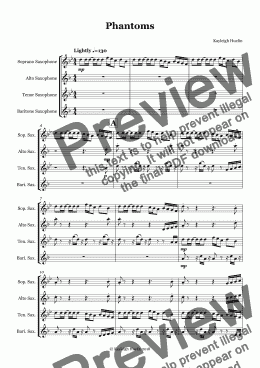 page one of Phantoms (SATB saxophone quartet)