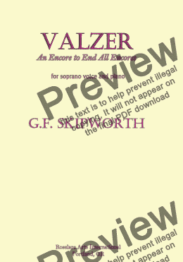 page one of VALZER 