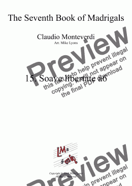 page one of Brass Sextet - Monteverdi Madrigals Book 7 - 15. Soave libertate à6