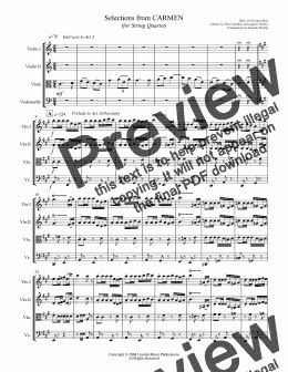 page one of Bizet - Selections from CARMEN (for String Quartet)