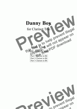 page one of Danny Boy for Clarinet Trio