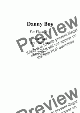 page one of Danny Boy. Flute Trio