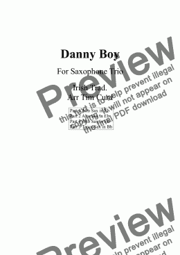 page one of Danny Boy. Saxophone Trio