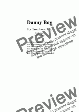 page one of Danny Boy. Trombone Trio