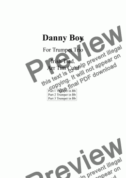 page one of Danny Boy. Trumpet Trio