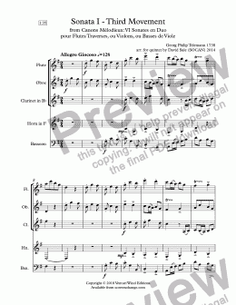 page one of Sonata 1 - Third Movement from Canons Mélodieux: VI Sonates en Duo (wind quintet)