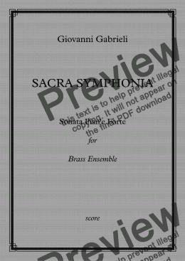 page one of Giovanni Gabrieli - SACRA SYMPHONIA for  Brass Ensemble
