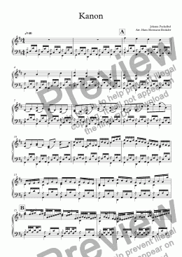 page one of Kanon für Klavier