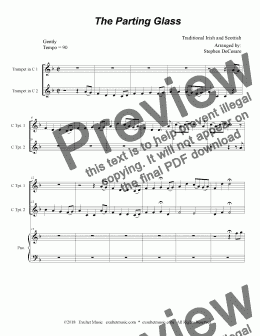 page one of The Parting Glass (Duet for C-Trumpet)