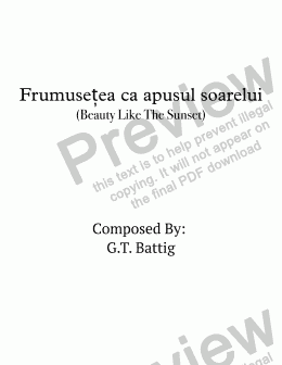 page one of Frumusețea ca apusul soarelui