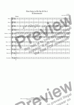 page one of Holst: First Suite in Eb Op.28 No.1 Mvt.II Intermezzo - wind dectet