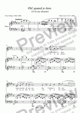 page one of Oh! quand je dors  (Liszt / Victor Hugo) bilingual