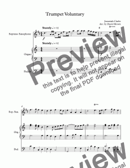 page one of Trumpet Voluntary for Soprano Sax