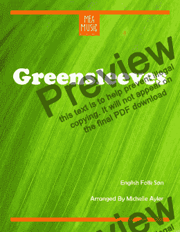 page one of Greensleeves Level 5A