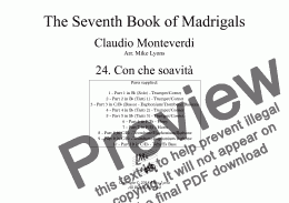 page one of 10 Part Brass Choir - Monteverdi Madrigals Book 7 - 24. Con che soavità