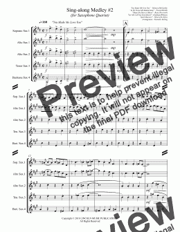 page one of Sing-along Medley #2 (for Saxophone Quartet)