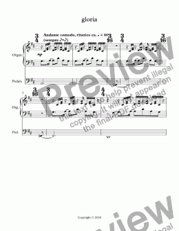 page one of missa brevis "theophilus" - gloria  (choir SATB + keyboard)