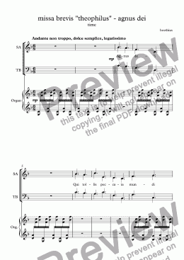 page one of missa brevis "theophilus" - agnus dei  (choir SATB + keyboard)
