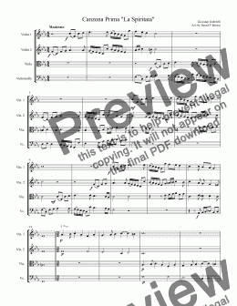 page one of Canzona Prima "La Spiritata" for String Quartet
