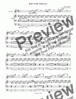 page one of Ride of the Valkyries for Baritone Saxophone Solo