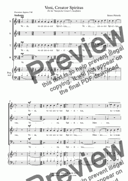 page one of Veni, Creator Spiritus by Simon Peberdy for SATB choir