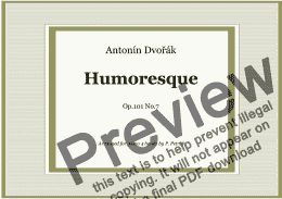 page one of A. Dvorak - Humoresque Op.101 No.7 - piano 4 hands