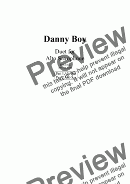 page one of Danny Boy for Saxophone Duet