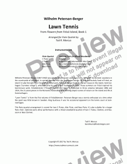 page one of Lawn Tennis from Frosoblomster - Flute Quartet, Flute Choir, or Woodwind Quartet