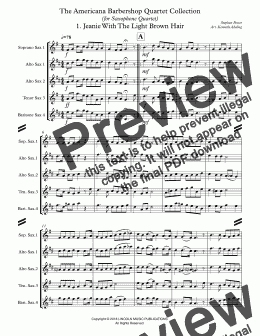 page one of Americana Barbershop Quartet Collection (for Saxophone Quartet SATB or AATB)